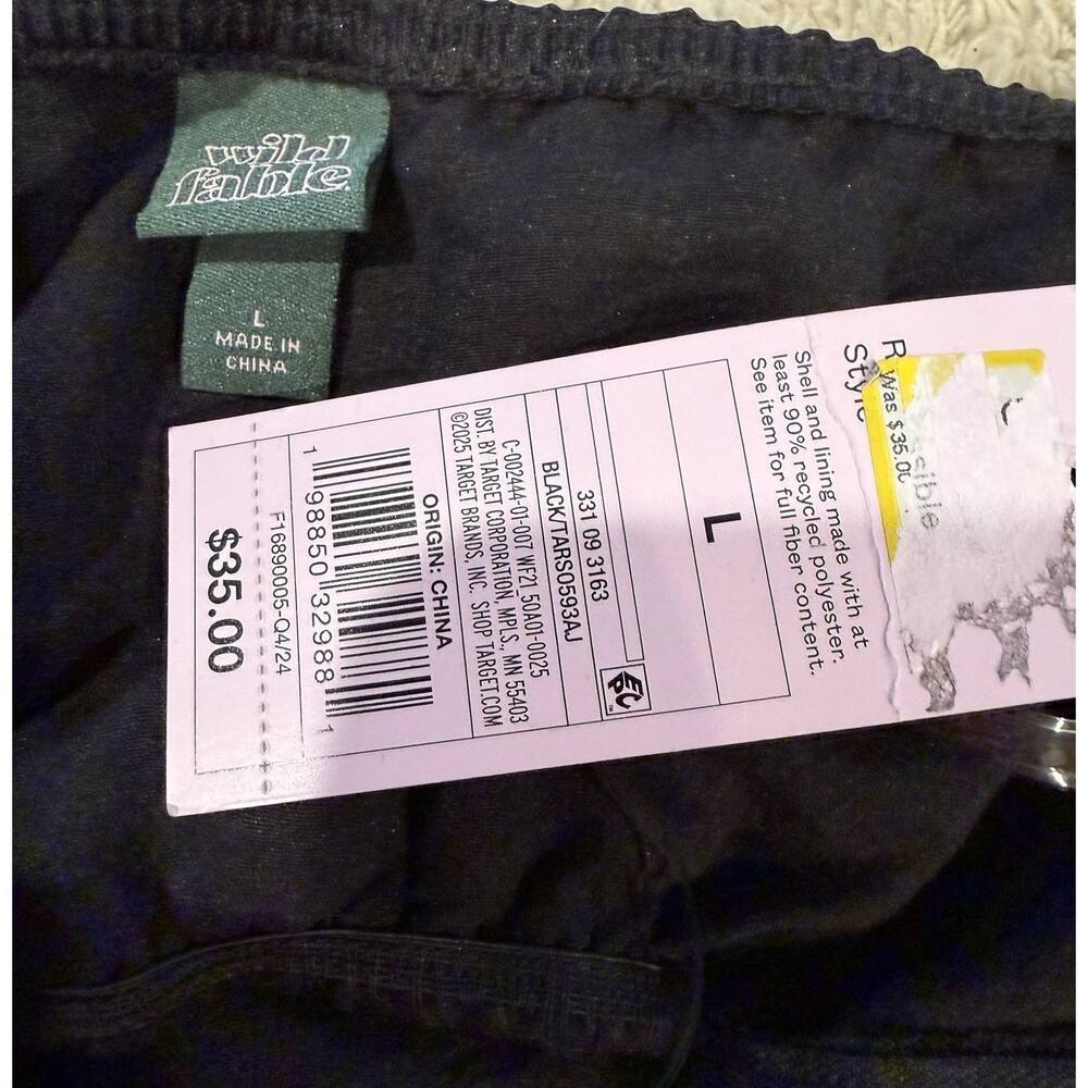 NWT Wild Fable Women's Organza Midi Babydoll Dress Black Size Large - Picture 7 of 8